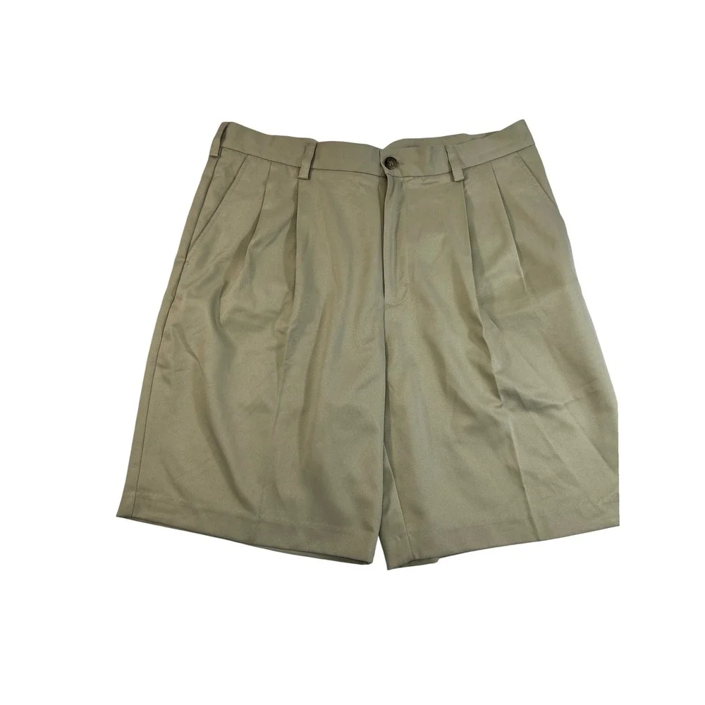 IZOD Golf Men's Pleated Shorts Size 36 Khaki Beige‎ Casual Chino